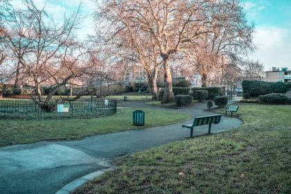 vue sur un mobilier urbain en métal situé dans un parc